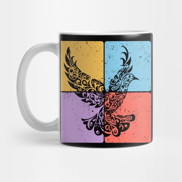 Peaceful Dove in Flight Minimalist Bird Art by TuncGK